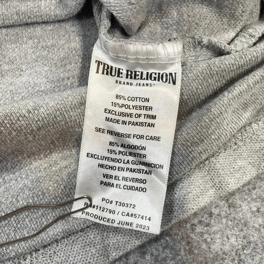 True Religion Brand Jeans Mens Polo Shirt M Gray Striped Short Sleeve Casual